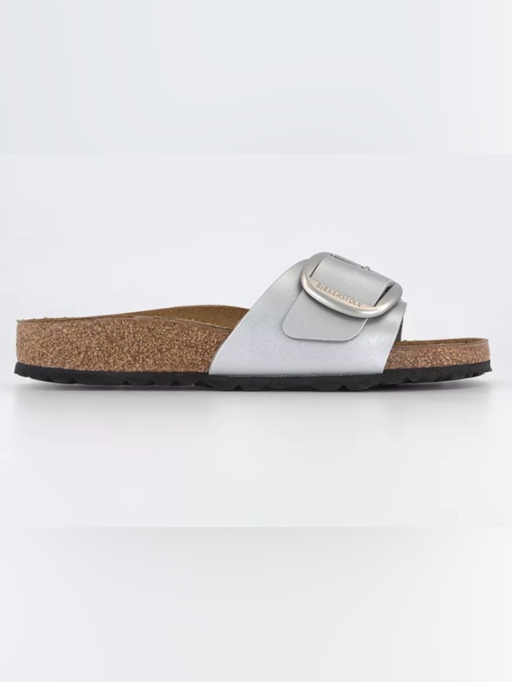 Birkenstock Madrid Big Buckle Leather Metallic Silver 9 Sandals Slides 40 Flats - Picture 8 of 16
